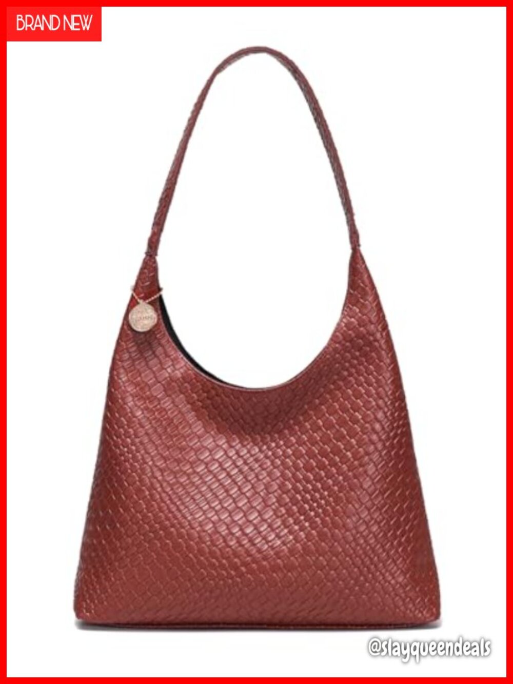Vegan Leather Woven Hobo Tote Bag